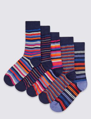 5 Pairs of Freshfeet&trade; Striped Socks